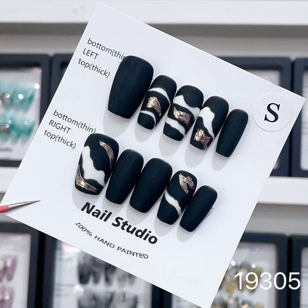 19305#Black Hand-Painted Short T