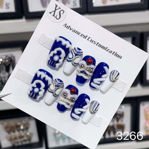 3266 Blue Waking Lion Short T